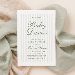 Faire-Part de Baby Shower Genre Neutre à Rayures V