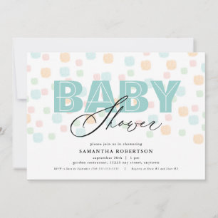 Faire-part de Baby Shower Genre Neutre Bleu Cyan