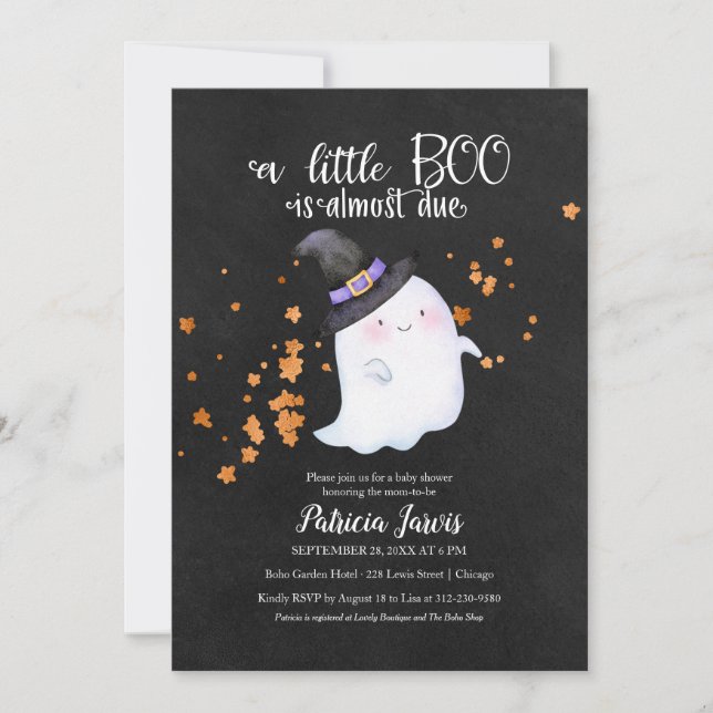 Faire-part de Baby Shower Halloween pour un adorab (Devant)