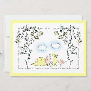 Faire-part de Baby Shower jaune neutre et mignon