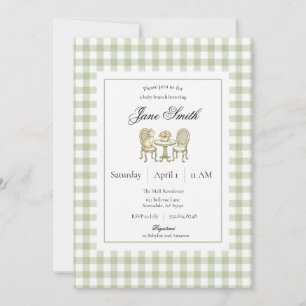 Faire-part de Baby Shower Kitten Gingham Vert Saug