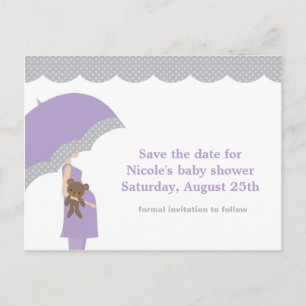 Faire-part de Baby Shower Lavande Parapluie