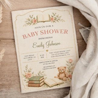 Faire-part de Baby Shower Livre de Contes Vintage