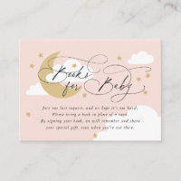 Faire-part de Baby Shower Livre Rose Lune et Étoil