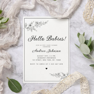 Faire-Part de Baby Shower Minimaliste Botanique No