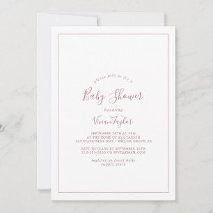 Faire-part de Baby Shower Minimaliste Rose Gold
