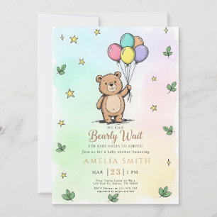 Faire-part de baby shower moderne pour un ours en 