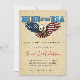 Faire-part de Baby Shower « Né aux États-Unis »