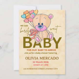 Faire-part de Baby Shower Neutre et Modifiable Ado