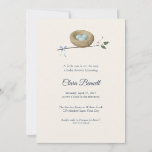 Faire-part de Baby Shower Nid de Robin oeuf