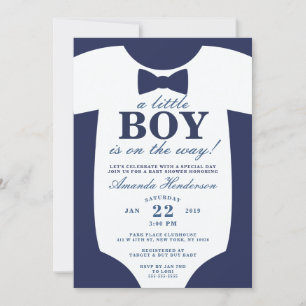 Faire-part de Baby Shower Nœud Papillon Little Boy