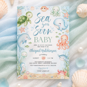 Faire-part de Baby Shower Océanique "À la Mer Bien