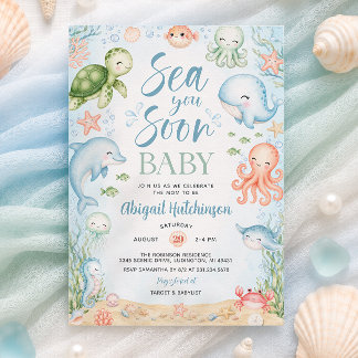 Faire-part de Baby Shower Océanique "À la Mer Bien