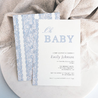 Faire-part de Baby Shower « Oh Baby Boy » à dentel
