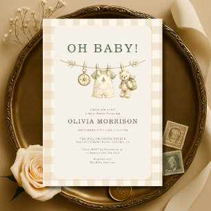 Faire-part de Baby Shower Oh Baby Woodland Clothes