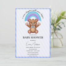 Faire-part de Baby Shower Ours en peluche Arc-en-c