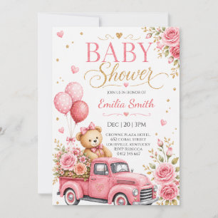 Faire-part de Baby Shower Ours en Peluche Camion V