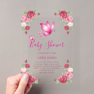 Faire-part de Baby Shower Papillon Fantaisiste et