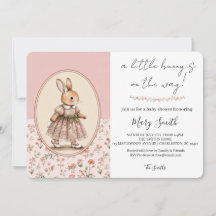 Faire-part de Baby Shower Personnalisé, Lapin Vint