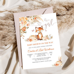 Faire-part de Baby Shower : Petite Fille au Renard