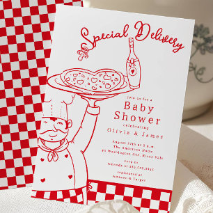 Faire-part de Baby Shower Pizza Livraison Spéciale