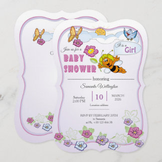 Faire-part de Baby Shower pour Bébé Fille 