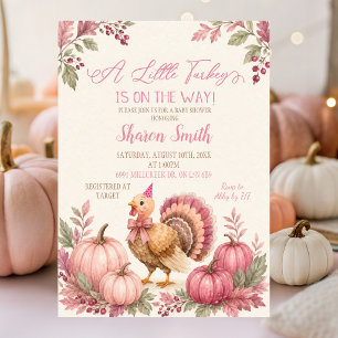 Faire-part de Baby Shower pour Bébé Fille Rose Din