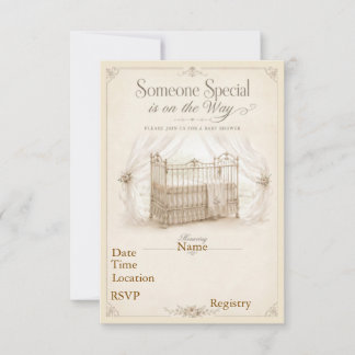 Faire-part de Baby Shower pour berceau vintage