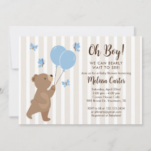 Faire-part de Baby Shower pour garçon aux ballons