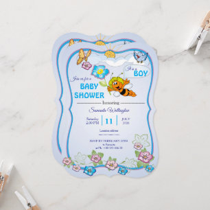 Faire-part de Baby Shower pour garçon avec abeille