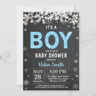 Faire-part de Baby Shower pour garçon en hiver rus