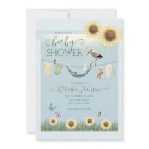 Faire-part de Baby Shower pour Garçon Tournesol et