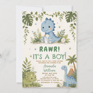 Faire-part de Baby Shower pour un Garçon Dinosaure