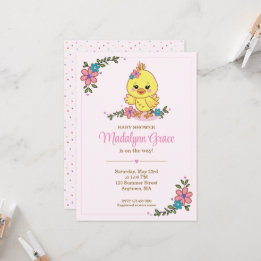 Faire-part de Baby Shower poussin bébé mignon Kawa