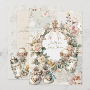 Faire-part de Baby Shower "Première Fleur Élégante
