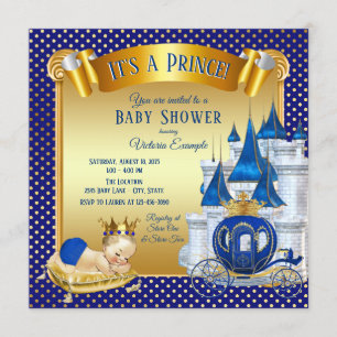 Faire-part de Baby Shower Prince Bleu Or