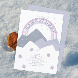 Faire-part de Baby Shower Purple Mountain Snow Flu