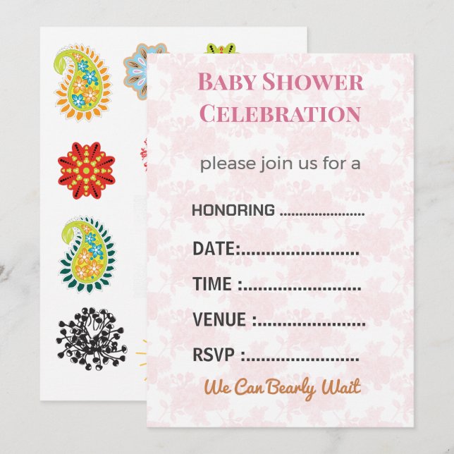 Faire-part de Baby Shower Révélation du Sexe | Mod (Devant / Derrière)