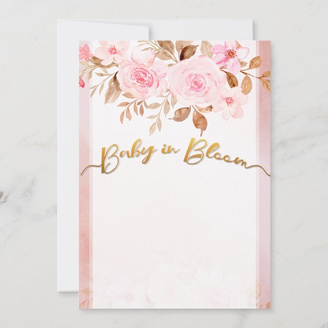 Faire-part de Baby Shower Rose Fleurie pour Enfant (Dos)