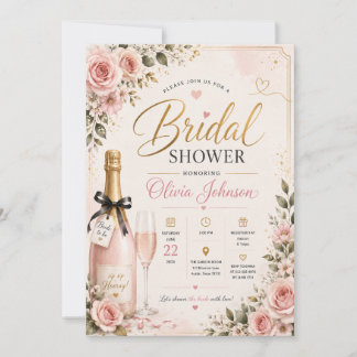 Faire-part de Baby Shower Rose Pâle | En Cascade