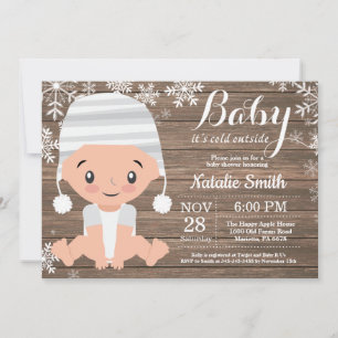 Faire-part de Baby Shower Rustique d'Hiver