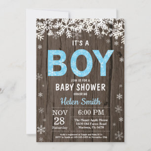 Faire-part de Baby Shower Rustique pour Garçon Béb