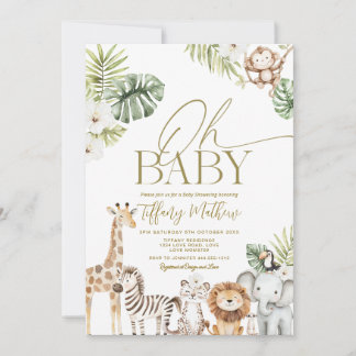 Faire-part de Baby Shower Safari Fille Modifiable