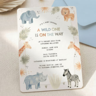 Faire-part de Baby Shower Safari Garçon Jungle