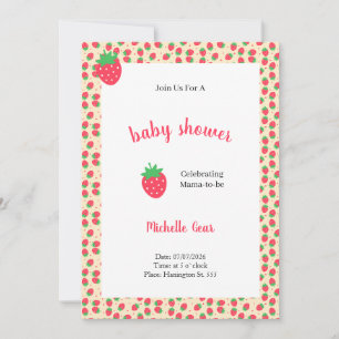 Faire-part de Baby Shower sucré aux fraises