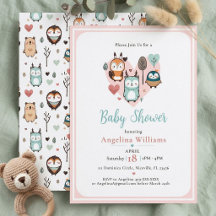Faire-part de Baby Shower sur le thème de la Forêt