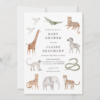Faire-part de Baby Shower sur le thème des Animaux