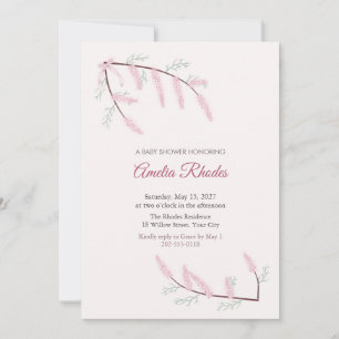 Faire-part de Baby Shower Tamarisk Pink Plume