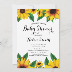 Faire-part de Baby Shower Tournesols