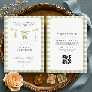 Faire-Part de Baby Shower Tout en Un Golf Gingham